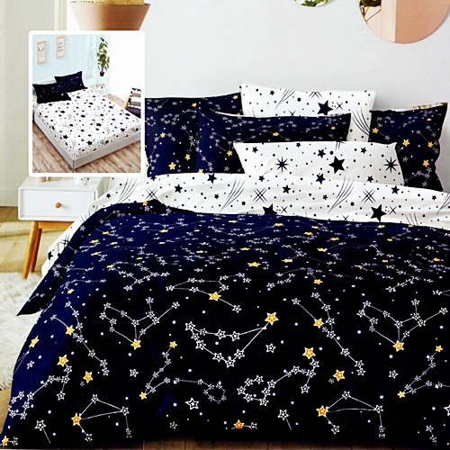 Lenjerie de pat finet, 6 piese, pentru pat dublu, cearceaf de pat cu elastic 160x200cm, cearceaf de pilota 200x230cm, doua fete de perna 50x70cm si doua fete de perna 70x70cm, Pucioasa, FINH160-200 FINH160-200