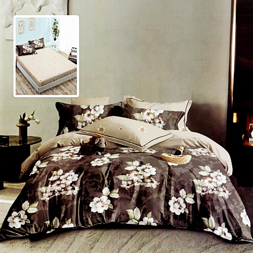Lenjerie de pat finet, 6 piese, pentru pat dublu, cearceaf de pat cu elastic 160x200cm, cearceaf de pilota 200x230cm, doua fete de perna 50x70cm si doua fete de perna 70x70cm, Pucioasa, FINH160-211 FINH160-211