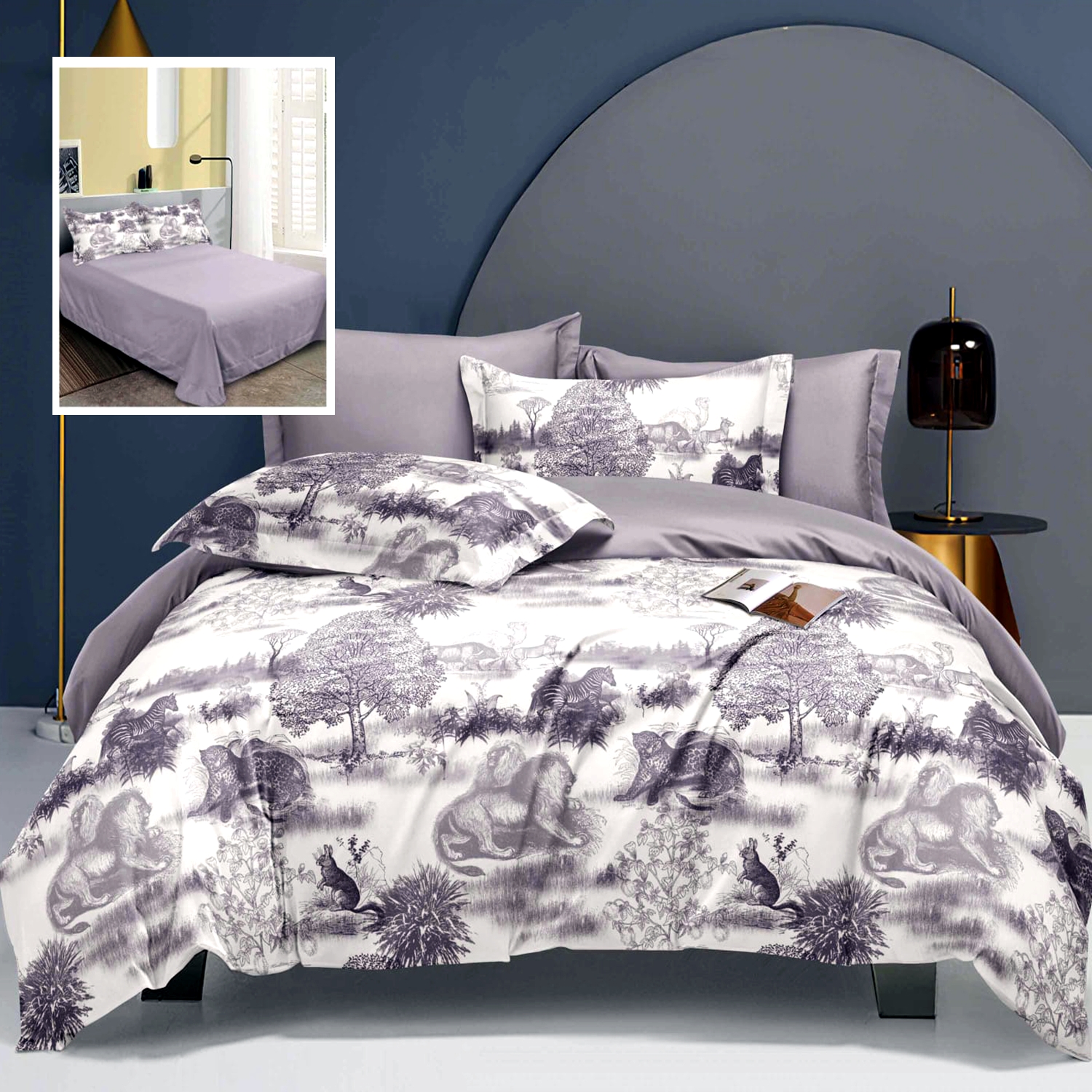 Lenjerie de pat Bumbac Satinat Elegance, 6 piese, pentru pat dublu, LDP-BS-ELE-10010 LDP-BS-ELE-10010