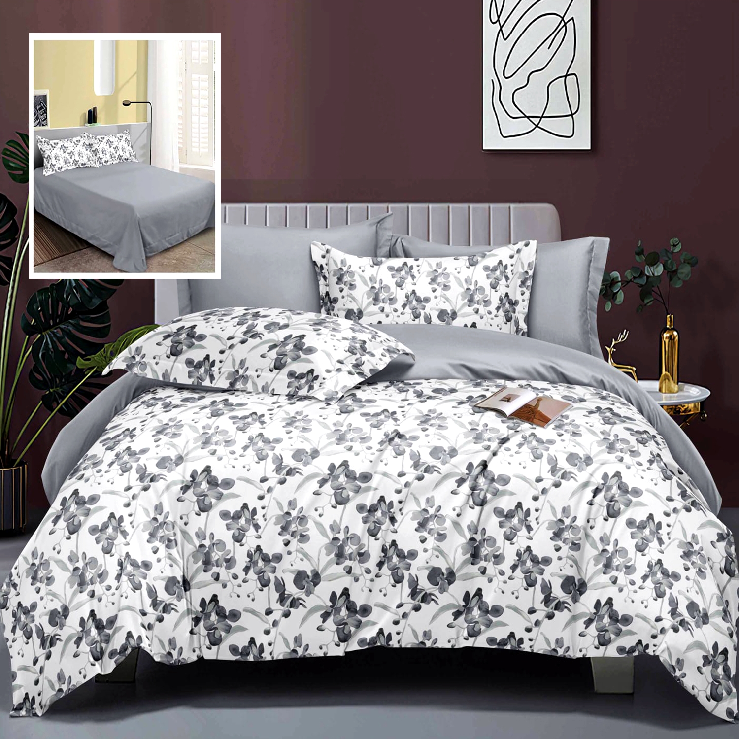 Lenjerie de pat Bumbac Satinat Elegance, 6 piese, pentru pat dublu, LDP-BS-ELE-10011 LDP-BS-ELE-10011