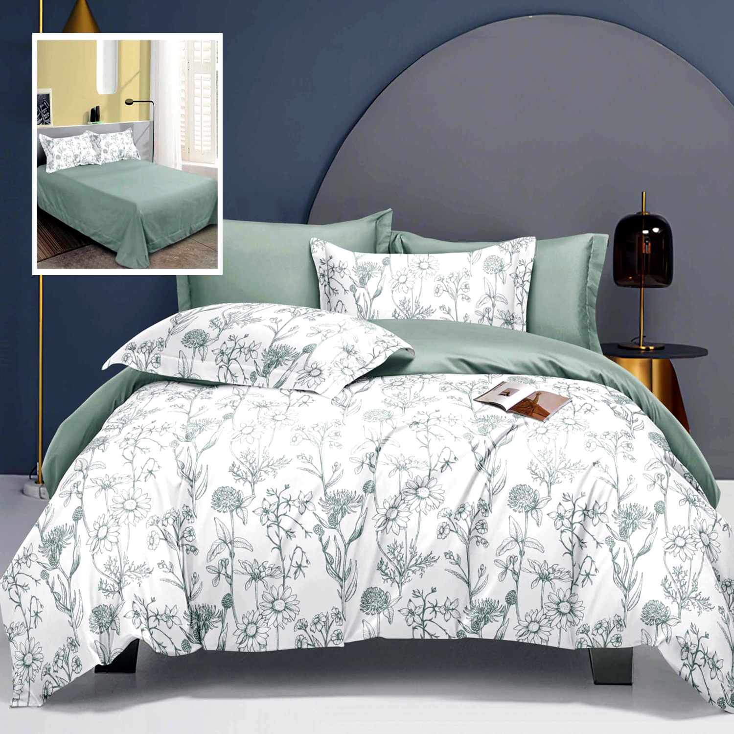 Lenjerie de pat Bumbac Satinat Elegance, 6 piese, pentru pat dublu, LDP-BS-ELE-10012 LDP-BS-ELE-10012