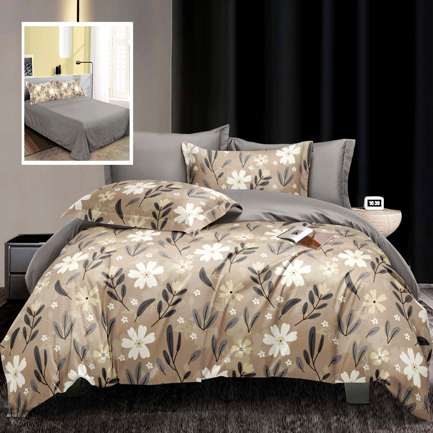 Lenjerie de pat Bumbac Satinat Elegance, 6 piese, pentru pat dublu, LDP-BS-ELE-10013 LDP-BS-ELE-10013