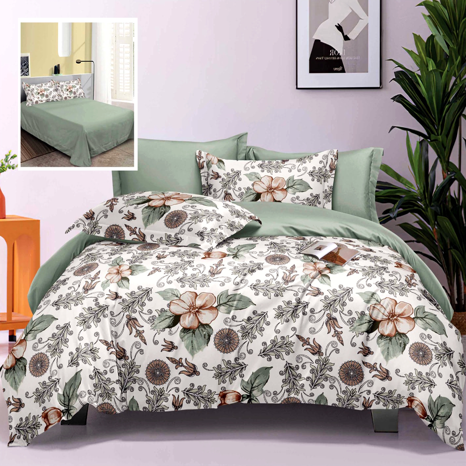 Lenjerie de pat Bumbac Satinat Elegance, 6 piese, pentru pat dublu, LDP-BS-ELE-10014 LDP-BS-ELE-10014