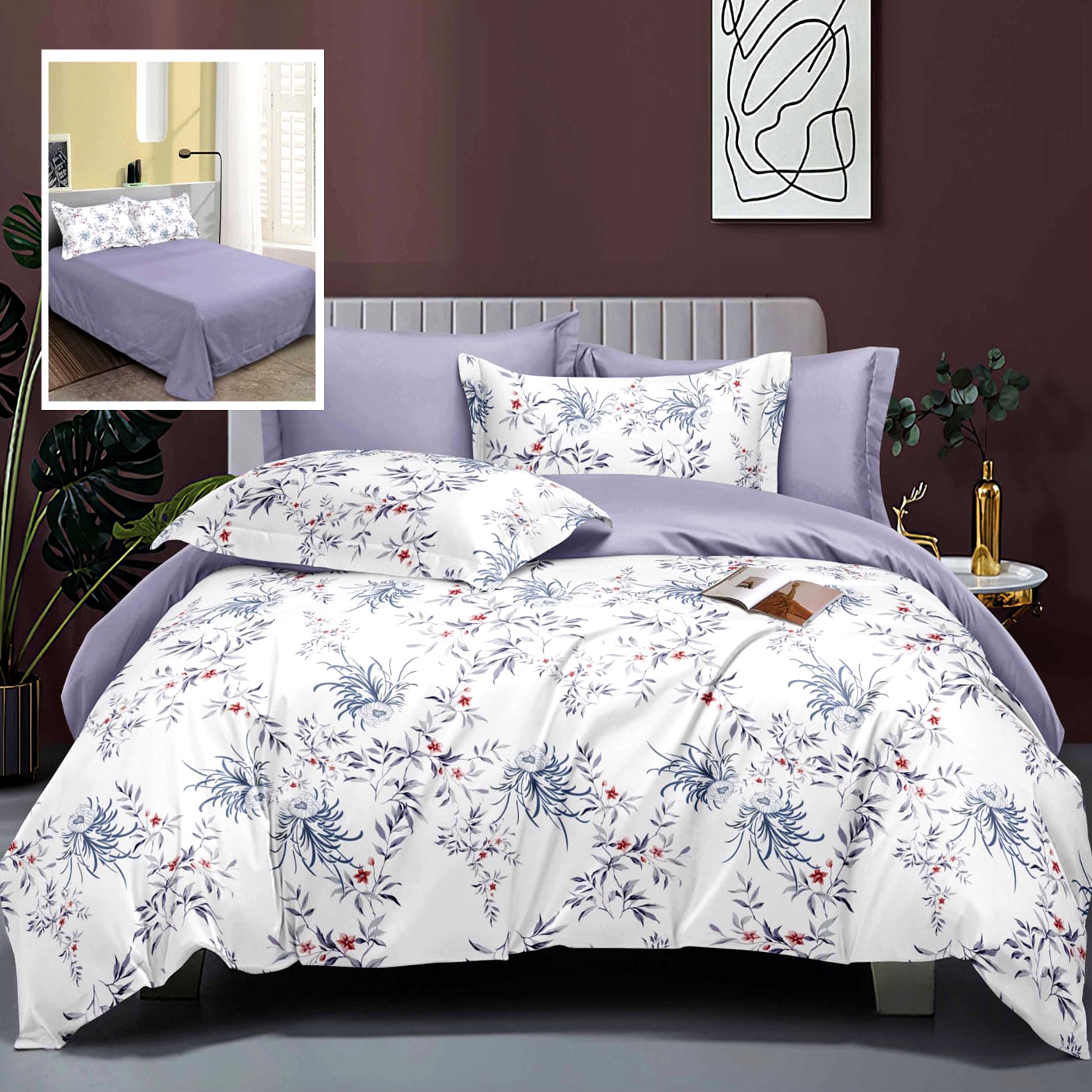 Lenjerie de pat Bumbac Satinat Elegance, 6 piese, pentru pat dublu, LDP-BS-ELE-10020 LDP-BS-ELE-10020