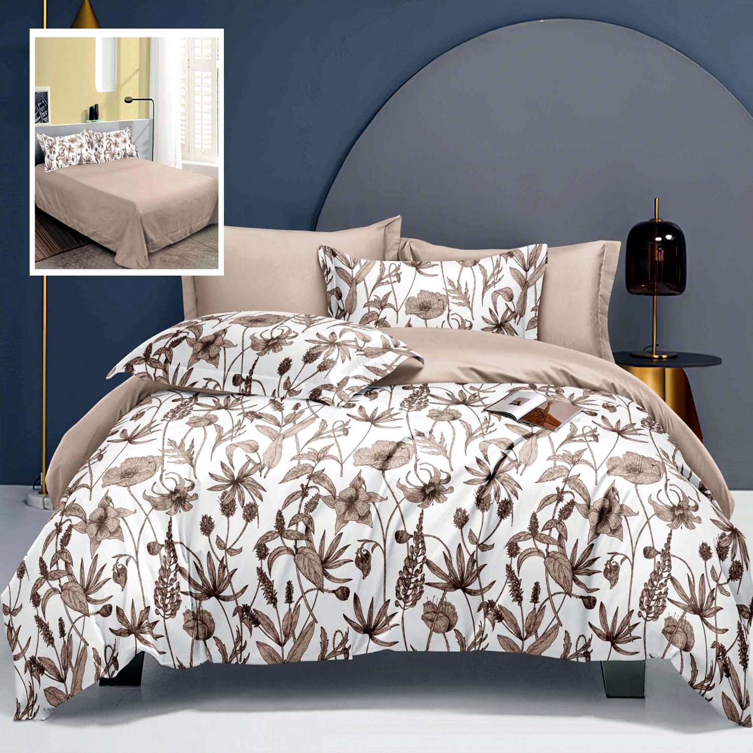 Lenjerie de pat Bumbac Satinat Elegance, 6 piese, pentru pat dublu, LDP-BS-ELE-1003 LDP-BS-ELE-1003