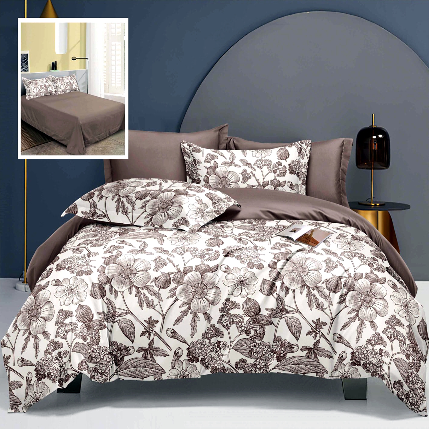 Lenjerie de pat Bumbac Satinat Elegance, 6 piese, pentru pat dublu, LDP-BS-ELE-1004 LDP-BS-ELE-1004