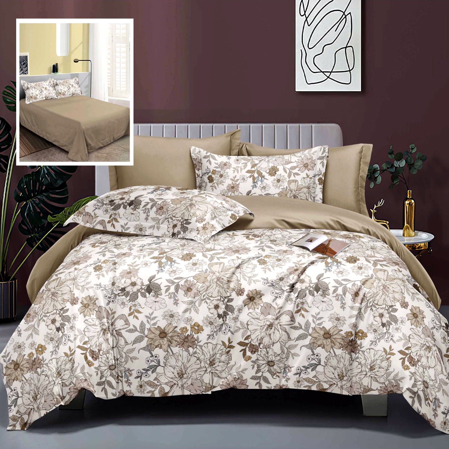 Lenjerie de pat Bumbac Satinat Elegance, 6 piese, pentru pat dublu, LDP-BS-ELE-1006 LDP-BS-ELE-1006