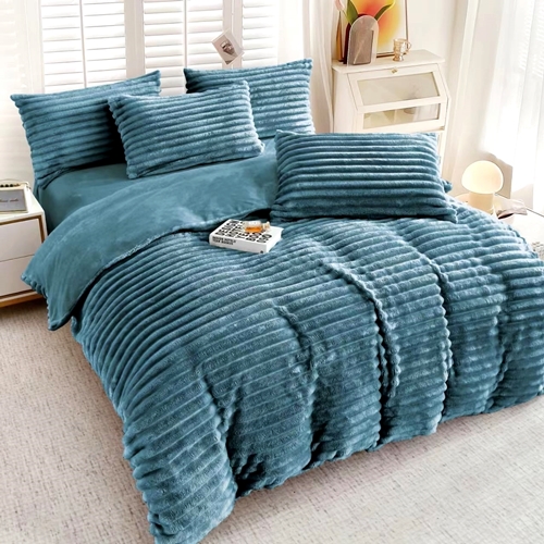 Lenjerie de pat dublu Cocolino UNI, lines, 4 piese, bleumarin, Pucioasa LDP-CCOL-bleumarin