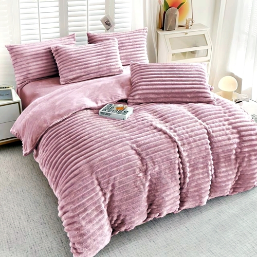 Lenjerie de pat dublu Cocolino UNI, lines, 4 piese, lila, Pucioasa LDP-CCOL-lila