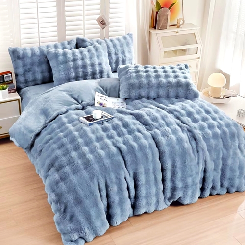 Lenjerie de pat dublu Cocolino UNI, spots, 4 piese, albastra, Pucioasa LDP-CCOS-albastra