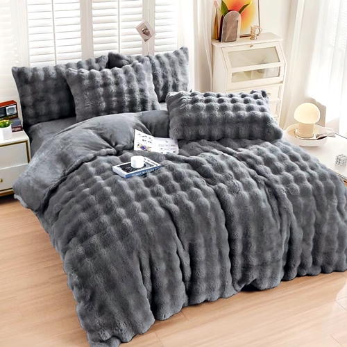 Lenjerie de pat dublu Cocolino UNI, spots, 4 piese, antracit, Pucioasa LDP-CCOS-antracit