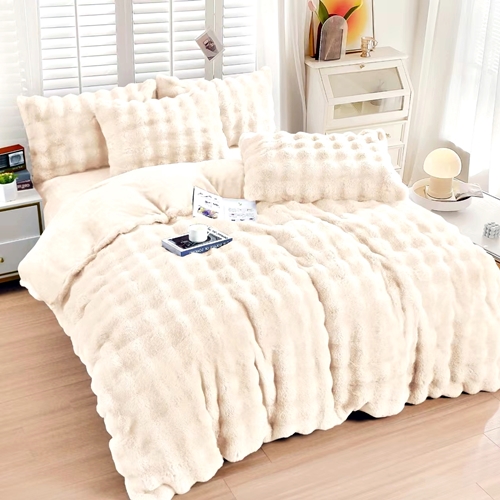 Lenjerie de pat dublu Cocolino UNI, spots, 4 piese, crem, Pucioasa LDP-CCOS-crem