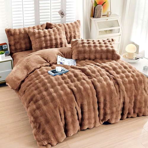 Lenjerie de pat dublu Cocolino UNI, spots, 4 piese, maro, Pucioasa LDP-CCOS-maro