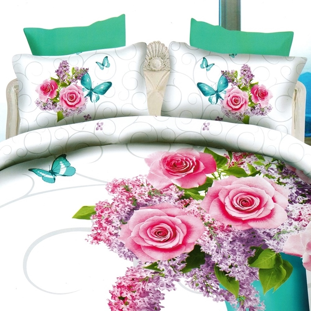 Lenjerie de pat 3D, 4 piese, pentru pat dublu, LDP-DIGI-10011 LDP-DIGI-10011