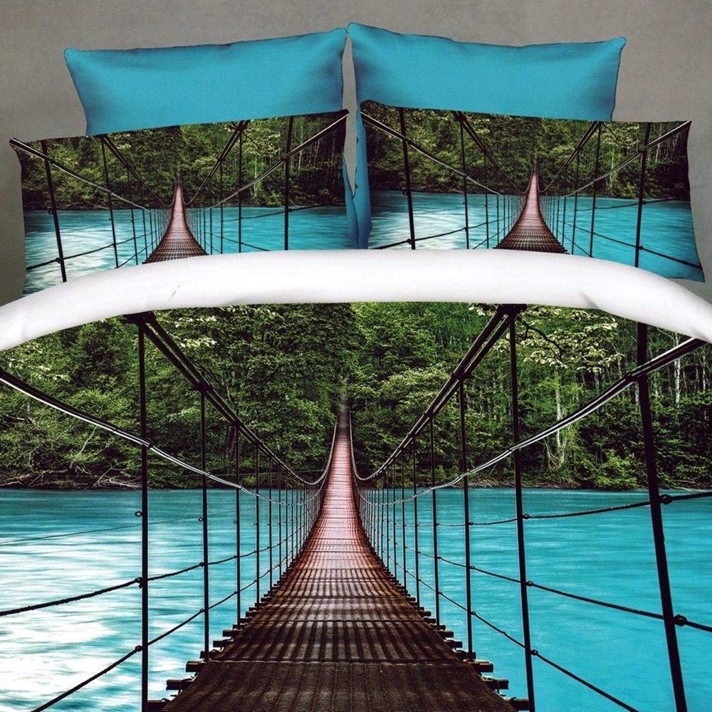 Lenjerie de pat 3D, 4 piese, pentru pat dublu, LDP-DIGI-10012 LDP-DIGI-10012