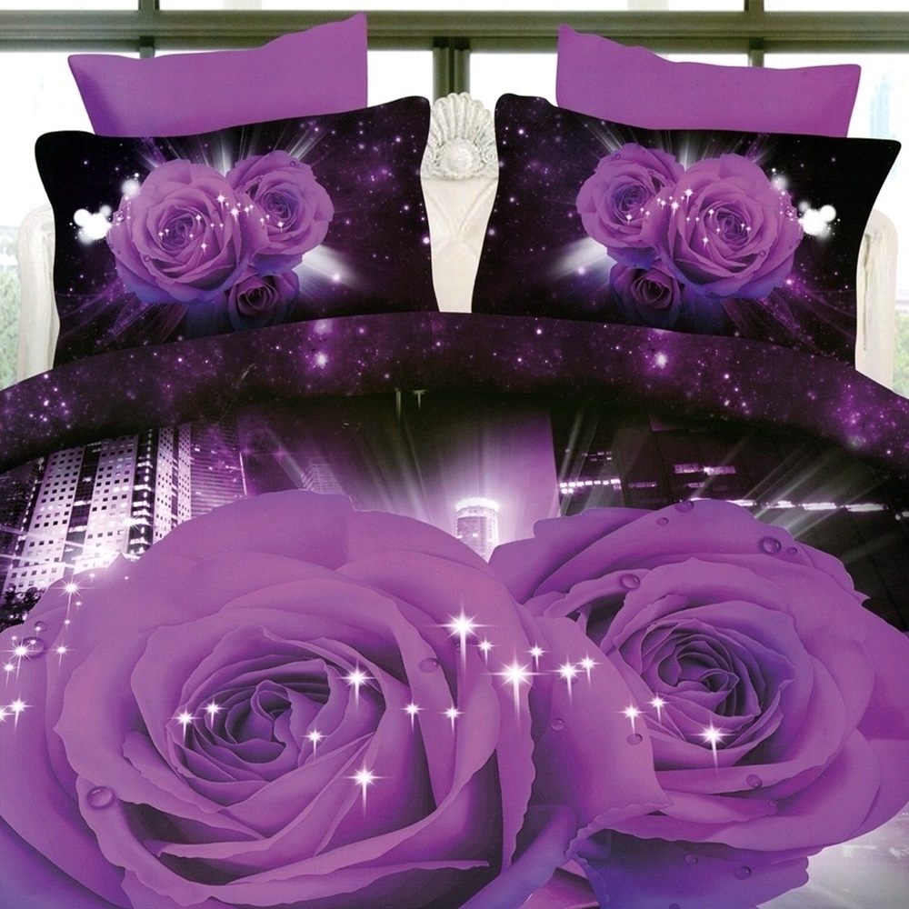 Lenjerie de pat 3D, 4 piese, pentru pat dublu, LDP-DIGI-10014 LDP-DIGI-10014