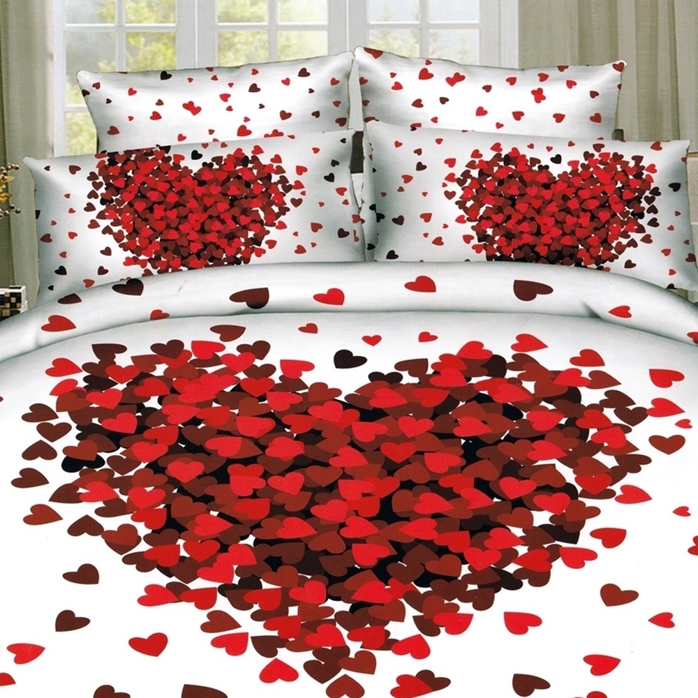 Lenjerie de pat 3D, 4 piese, pentru pat dublu, LDP-DIGI-10018 LDP-DIGI-10018