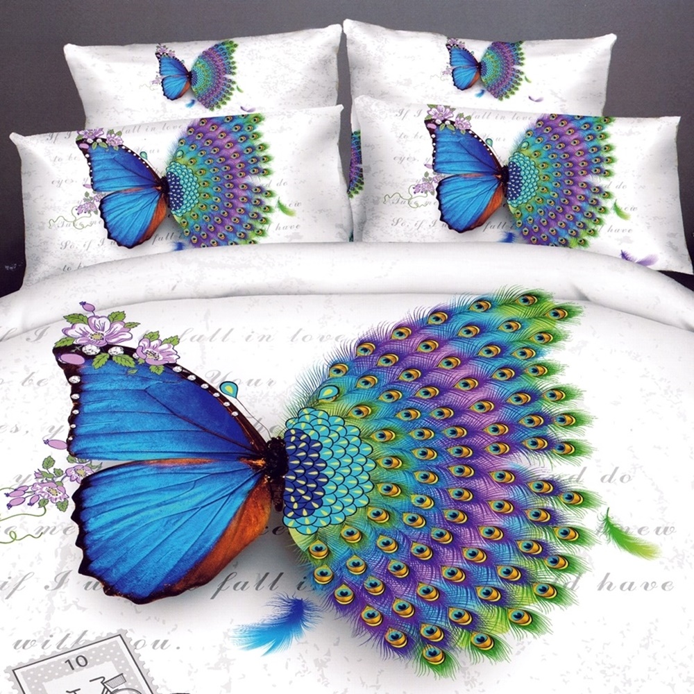 Lenjerie de pat 3D, 4 piese, pentru pat dublu, LDP-DIGI-10020 LDP-DIGI-10020