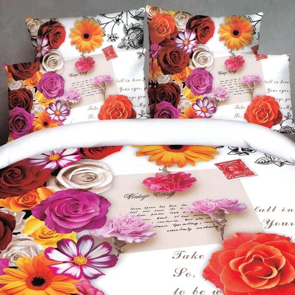 Lenjerie de pat 3D, 4 piese, pentru pat dublu, LDP-DIGI-10021 LDP-DIGI-10021