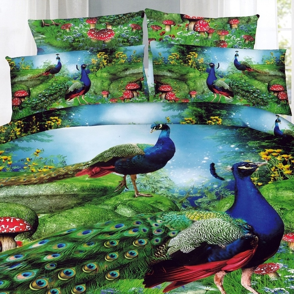 Lenjerie de pat 3D, 4 piese, pentru pat dublu, LDP-DIGI-10023 LDP-DIGI-10023