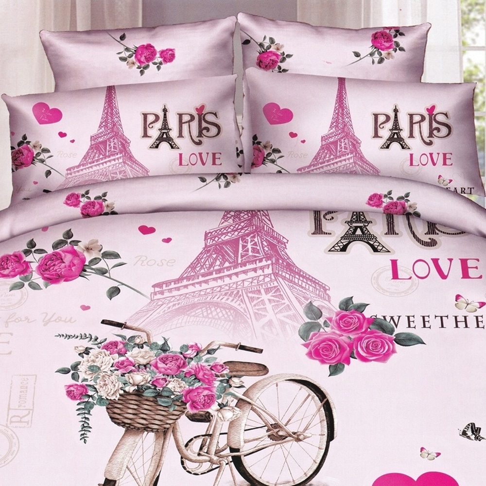 Lenjerie de pat 3D, 4 piese, pentru pat dublu, LDP-DIGI-10029 LDP-DIGI-10029