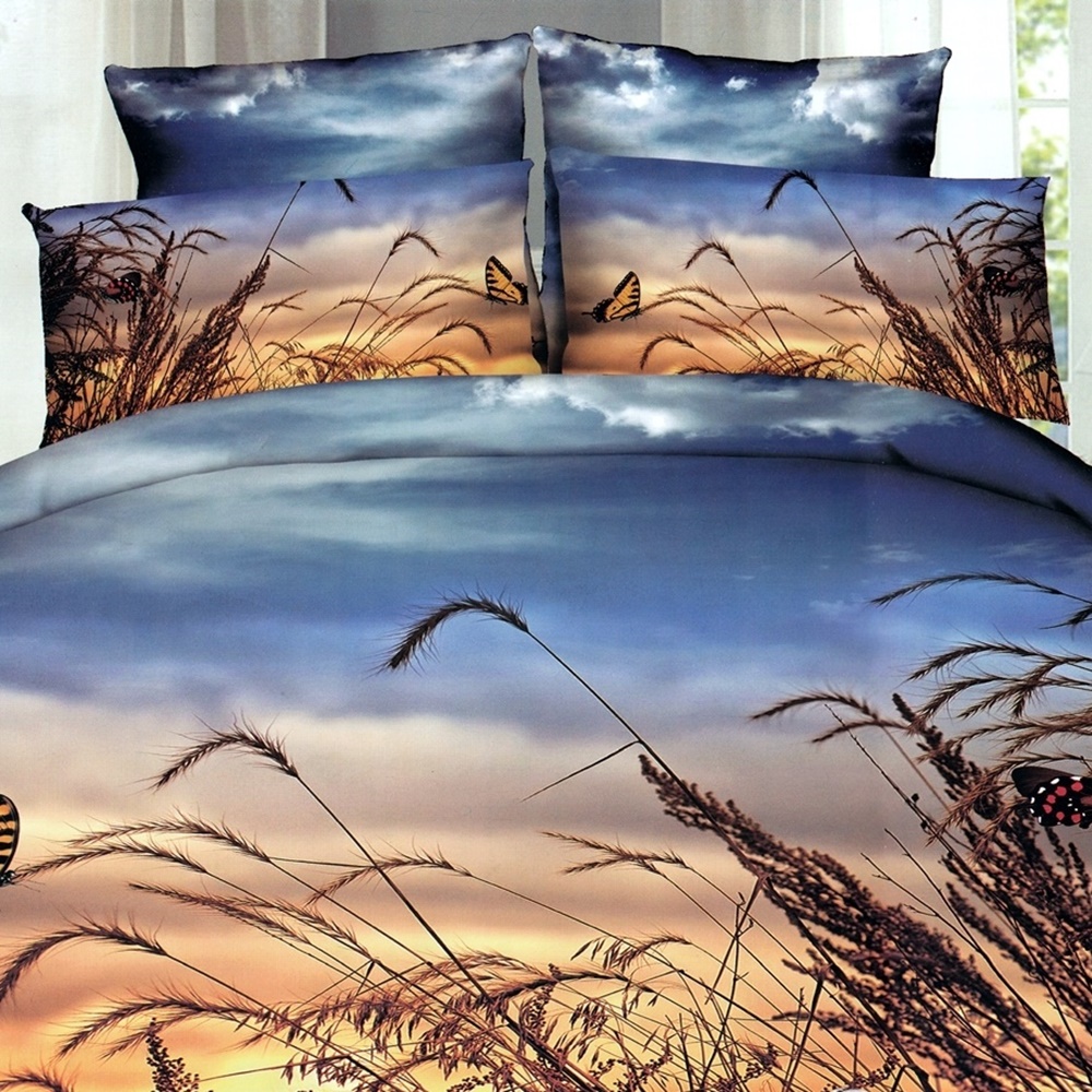 Lenjerie de pat 3D, 4 piese, pentru pat dublu, LDP-DIGI-10031 LDP-DIGI-10031