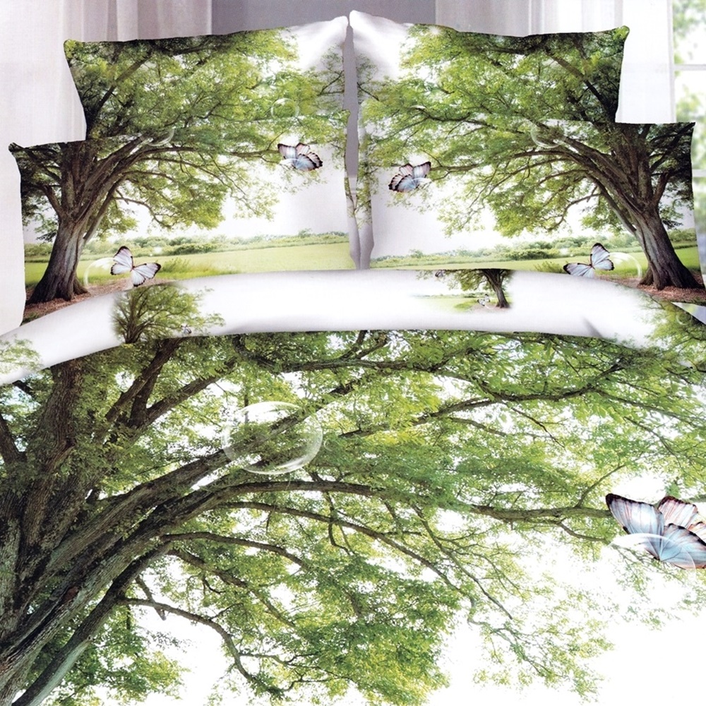 Lenjerie de pat 3D, 4 piese, pentru pat dublu, LDP-DIGI-10034 LDP-DIGI-10034