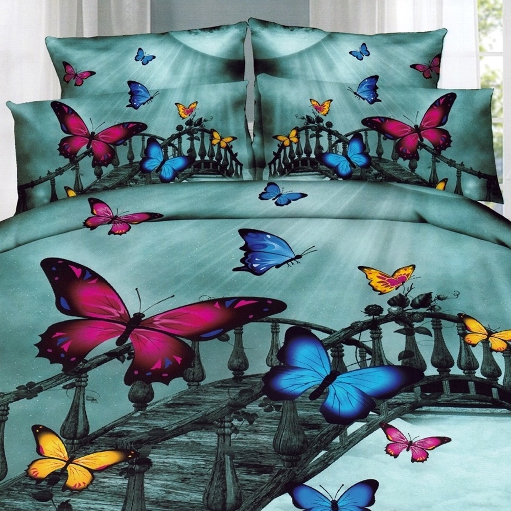 Lenjerie de pat 3D, 4 piese, pentru pat dublu, LDP-DIGI-1007 LDP-DIGI-1007