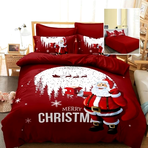 Lenjerie de pat Craciun, finet, 6 piese, pentru pat dublu, Pucioasa, LDP-MC-100113 LDP-MC-100113