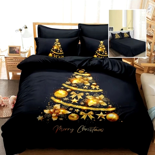 Lenjerie de pat Craciun, finet, 6 piese, pentru pat dublu, Pucioasa, LDP-MC-100114 LDP-MC-100114