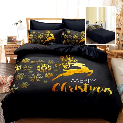 Lenjerie de pat Craciun, finet, 6 piese, pentru pat dublu, Pucioasa, LDP-MC-100115 LDP-MC-100115