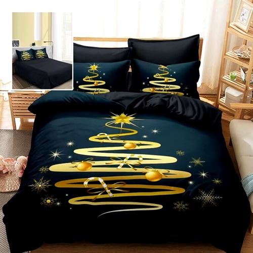 Lenjerie de pat Craciun, finet, 6 piese, pentru pat dublu, Pucioasa, LDP-MC-100116 LDP-MC-100116