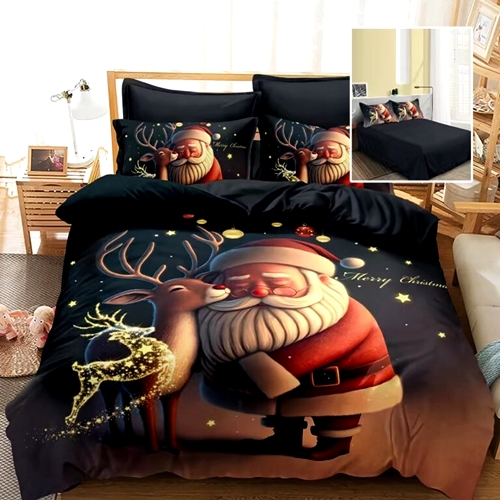 Lenjerie de pat Craciun, finet, 6 piese, pentru pat dublu, Pucioasa, LDP-MC-100117 LDP-MC-100117