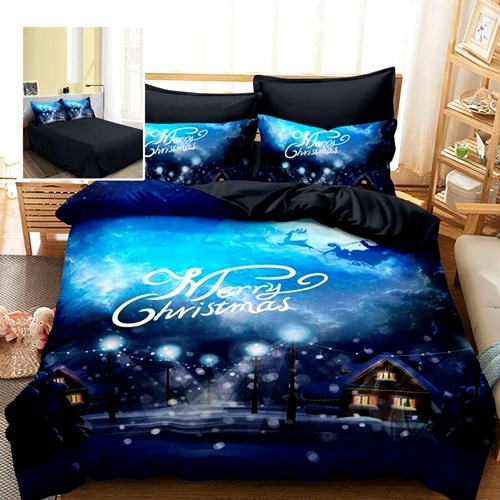 Lenjerie de pat Craciun, finet, 6 piese, pentru pat dublu, Pucioasa, LDP-MC-100118 LDP-MC-100118