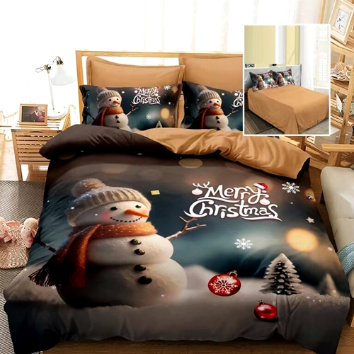 Lenjerie de pat Craciun, finet, 6 piese, pentru pat dublu, Pucioasa, LDP-MC-100121 LDP-MC-100121