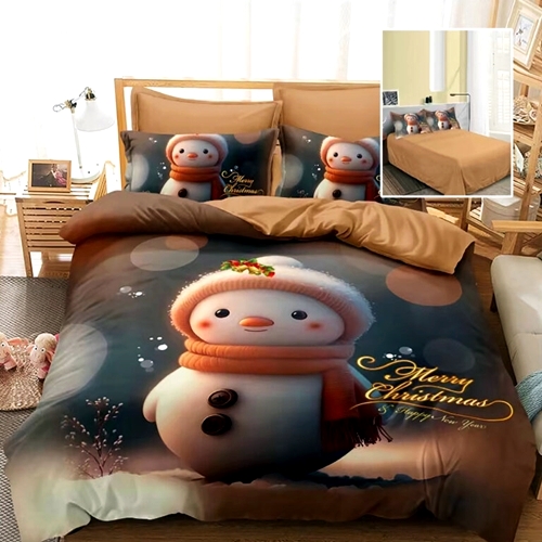 Lenjerie de pat Craciun, finet, 6 piese, pentru pat dublu, Pucioasa, LDP-MC-100123 LDP-MC-100123