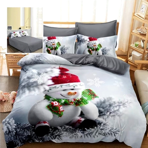 Lenjerie de pat Craciun, finet, 6 piese, pentru pat dublu, Pucioasa, LDP-MC-100124 LDP-MC-100124