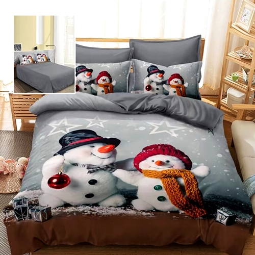 Lenjerie de pat Craciun, finet, 6 piese, pentru pat dublu, Pucioasa, LDP-MC-100126 LDP-MC-100126