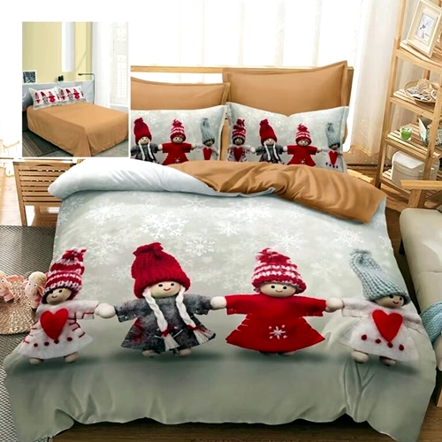 Lenjerie de pat Craciun, finet, 6 piese, pentru pat dublu, Pucioasa, LDP-MC-100127 LDP-MC-100127