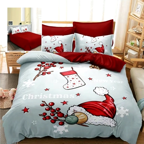Lenjerie de pat Craciun, finet, 6 piese, pentru pat dublu, Pucioasa, LDP-MC-100128 LDP-MC-100128