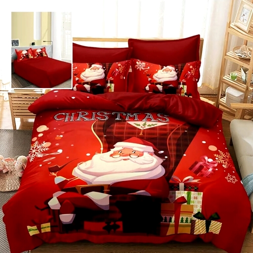 Lenjerie de pat Craciun, finet, 6 piese, pentru pat dublu, Pucioasa, LDP-MC-100129 LDP-MC-100129