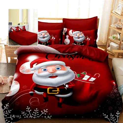 Lenjerie de pat Craciun, finet, 6 piese, pentru pat dublu, Pucioasa, LDP-MC-100130 LDP-MC-100130