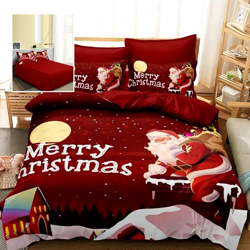 Lenjerie de pat Craciun, finet, 6 piese, pentru pat dublu, Pucioasa, LDP-MC-100131 LDP-MC-100131