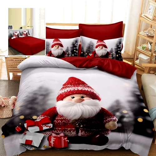 Lenjerie de pat Craciun, finet, 6 piese, pentru pat dublu, Pucioasa, LDP-MC-100132 LDP-MC-100132