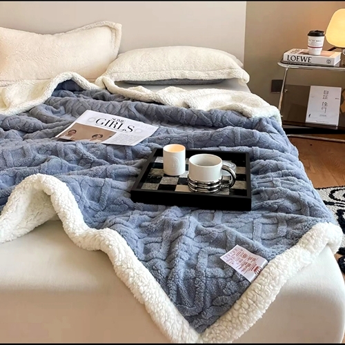 Patura cocolino cu blanita pufoasa, 200x230cm, pentru pat dublu, antracit, Pucioasa LDP-PCB-antracit