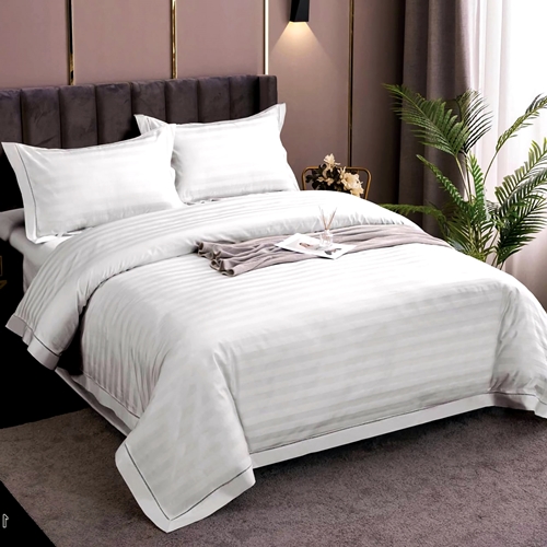 Lenjerie de pat Damasc, policoton, 4 piese, pentru pat dublu, sidef, LDP-POLI-SIDEF-P17 LDP-POLI-SIDEF-P17