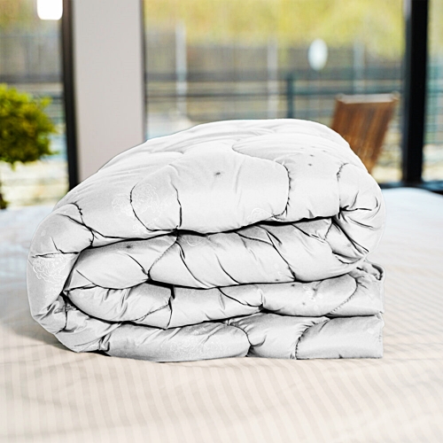 Set pilota de iarna, matlasata, umplutura lana, invelis policoton, 140x210cm, alb + 2 perne matlasate, antialergice, 50x70cm, Pucioasa LDP-SETPP-OITA-I-ALBA-140