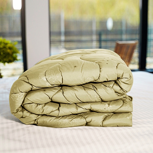 Set pilota de iarna, matlasata, umplutura lana, invelis policoton, 140x210cm, kaki + 2 perne matlasate, antialergice, 50x70cm, Pucioasa LDP-SETPP-OITA-I-KAKI-140