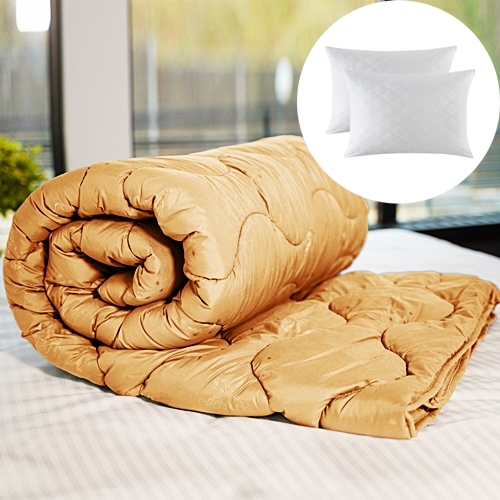 Set pilota de iarna, matlasata, umplutura lana, invelis policoton, 140x210cm, portocalie + 2 perne matlasate, antialergice, 50x70cm, Pucioasa LDP-SETPP-OITA-I-PORTOCALIE-140