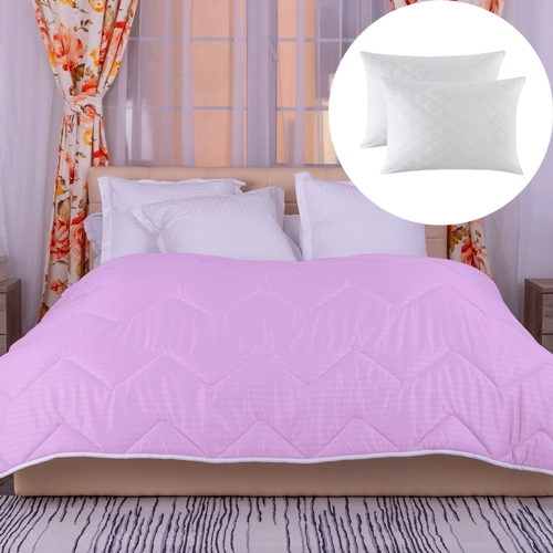 Set pilota de iarna, matlasata, umplutura lana, invelis damasc, policoton, 140x210cm, lila + 2 perne matlasate, antialergice, 50x70cm, Pucioasa LDP-SETPP-POLI-I-LILA-140